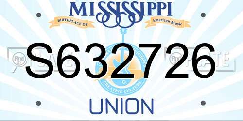 S632726 Mississippi License Plate