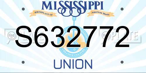 S632772 Mississippi License Plate