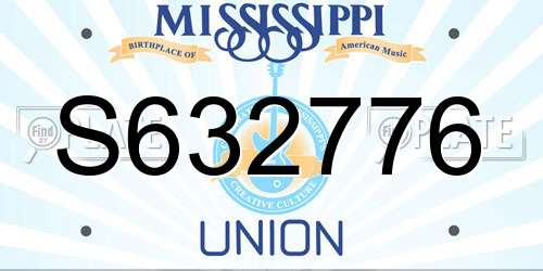 S632776 Mississippi License Plate