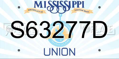 S63277D Mississippi License Plate
