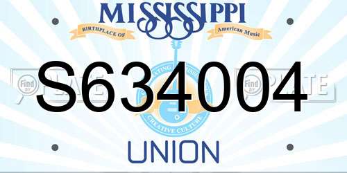 S634004 Mississippi License Plate