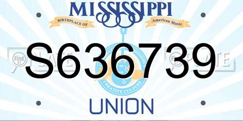 S636739 Mississippi License Plate