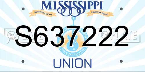 S637222 Mississippi License Plate