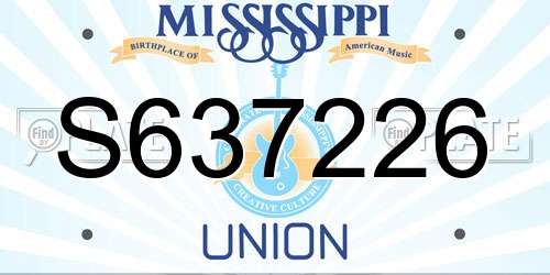 S637226 Mississippi License Plate