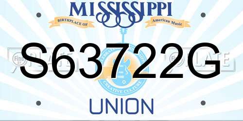 S63722G Mississippi License Plate