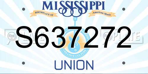 S637272 Mississippi License Plate
