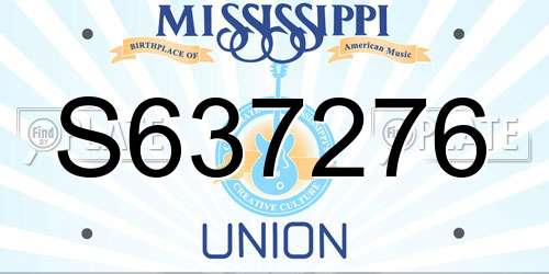 S637276 Mississippi License Plate