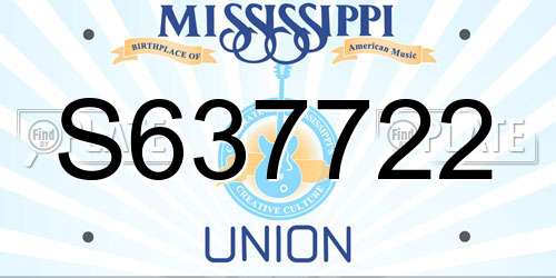 S637722 Mississippi License Plate