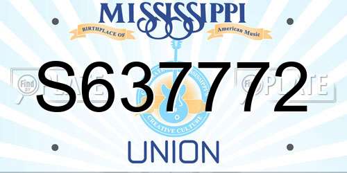 S637772 Mississippi License Plate