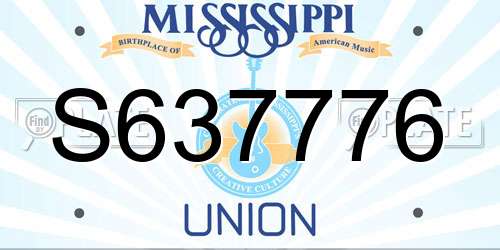 S637776 Mississippi License Plate