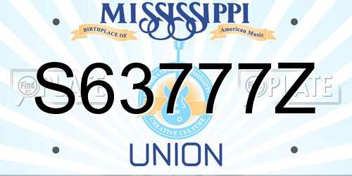 S63777Z Mississippi License Plate