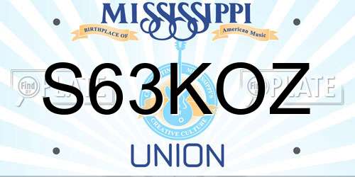S63KOZ Mississippi License Plate