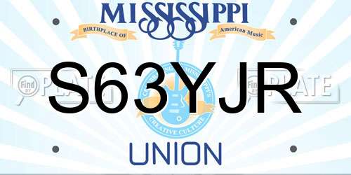 S63YJR Mississippi License Plate