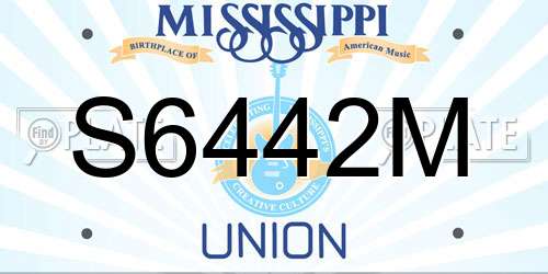 S6442M Mississippi License Plate
