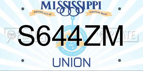S644ZM Mississippi License Plate