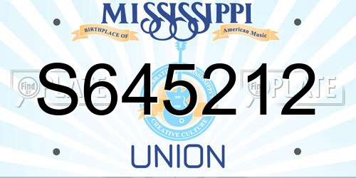 S645212 Mississippi License Plate