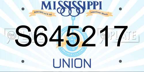 S645217 Mississippi License Plate