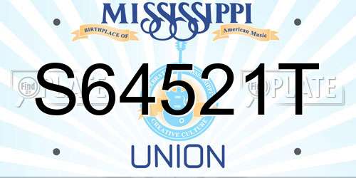 S64521T Mississippi License Plate