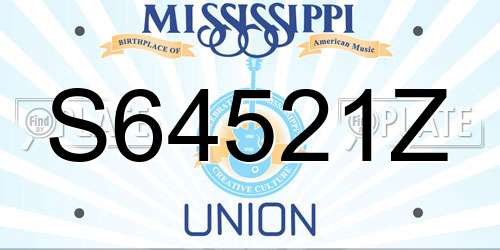 S64521Z Mississippi License Plate