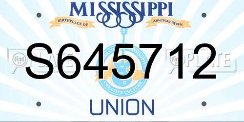 S645712 Mississippi License Plate