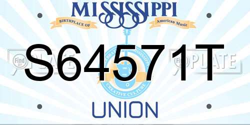S64571T Mississippi License Plate