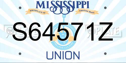 S64571Z Mississippi License Plate