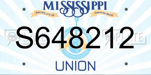 S648212 Mississippi License Plate