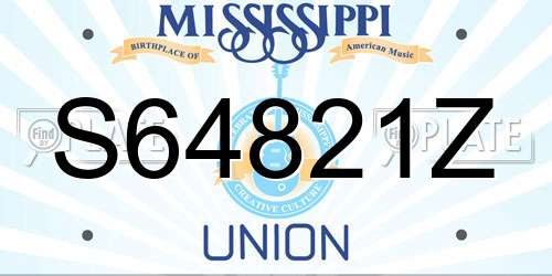 S64821Z Mississippi License Plate