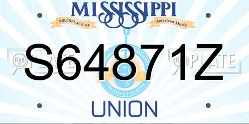 S64871Z Mississippi License Plate
