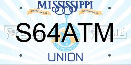 S64ATM Mississippi License Plate