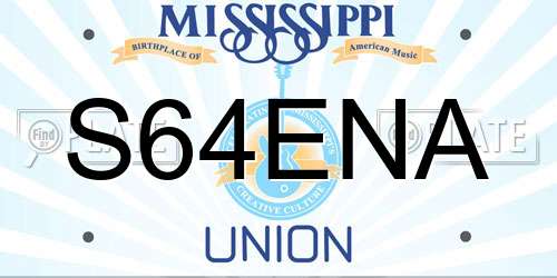 S64ENA Mississippi License Plate