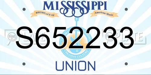 S652233 Mississippi License Plate