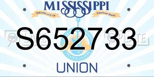 S652733 Mississippi License Plate