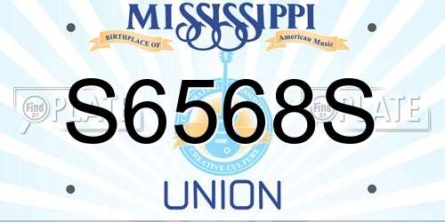 S6568S Mississippi License Plate