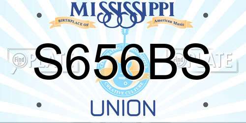 S656BS Mississippi License Plate