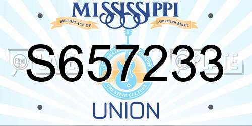 S657233 Mississippi License Plate