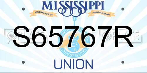 S65767R Mississippi License Plate