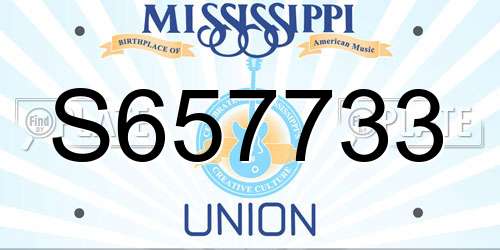 S657733 Mississippi License Plate
