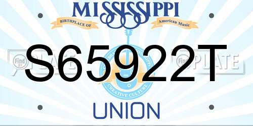 S65922T Mississippi License Plate