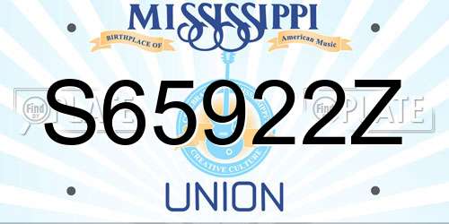 S65922Z Mississippi License Plate