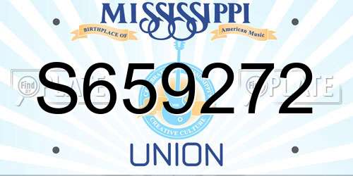 S659272 Mississippi License Plate