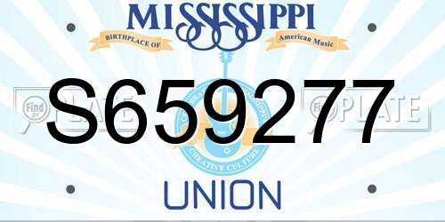 S659277 Mississippi License Plate