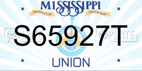S65927T Mississippi License Plate