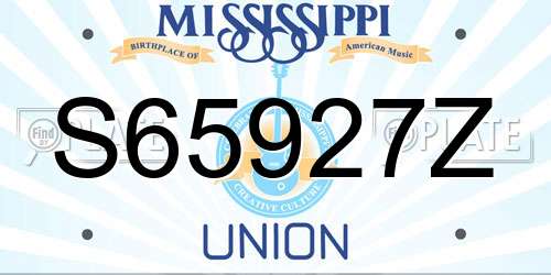 S65927Z Mississippi License Plate