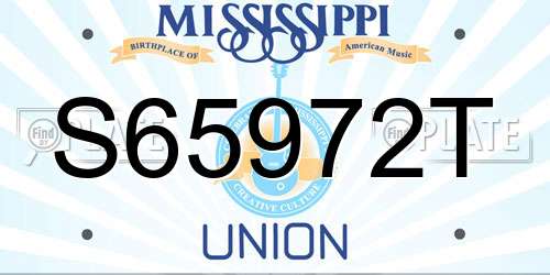 S65972T Mississippi License Plate