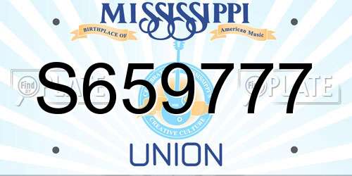 S659777 Mississippi License Plate