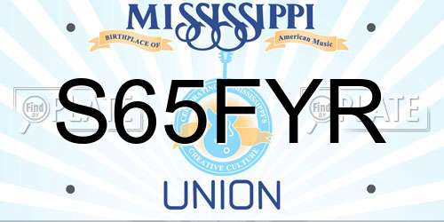 S65FYR Mississippi License Plate