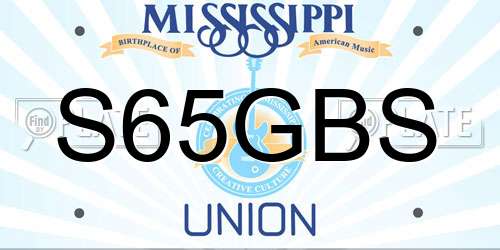 S65GBS Mississippi License Plate