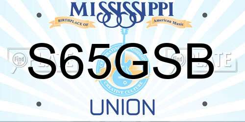 S65GSB Mississippi License Plate