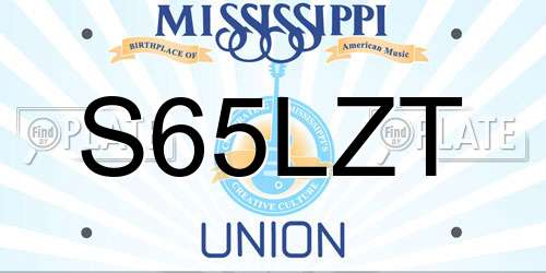 S65LZT Mississippi License Plate
